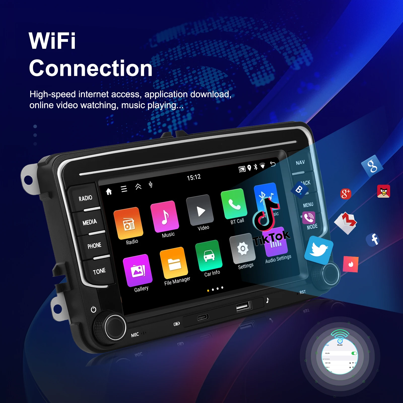 Camecho 7 pulgadas inalámbrico CarPlay Android Auto Radio de coche GPS Multimedia para Volkswagen VW Passat B6 B7 CC Tiguan Touran GOLF POLO 5