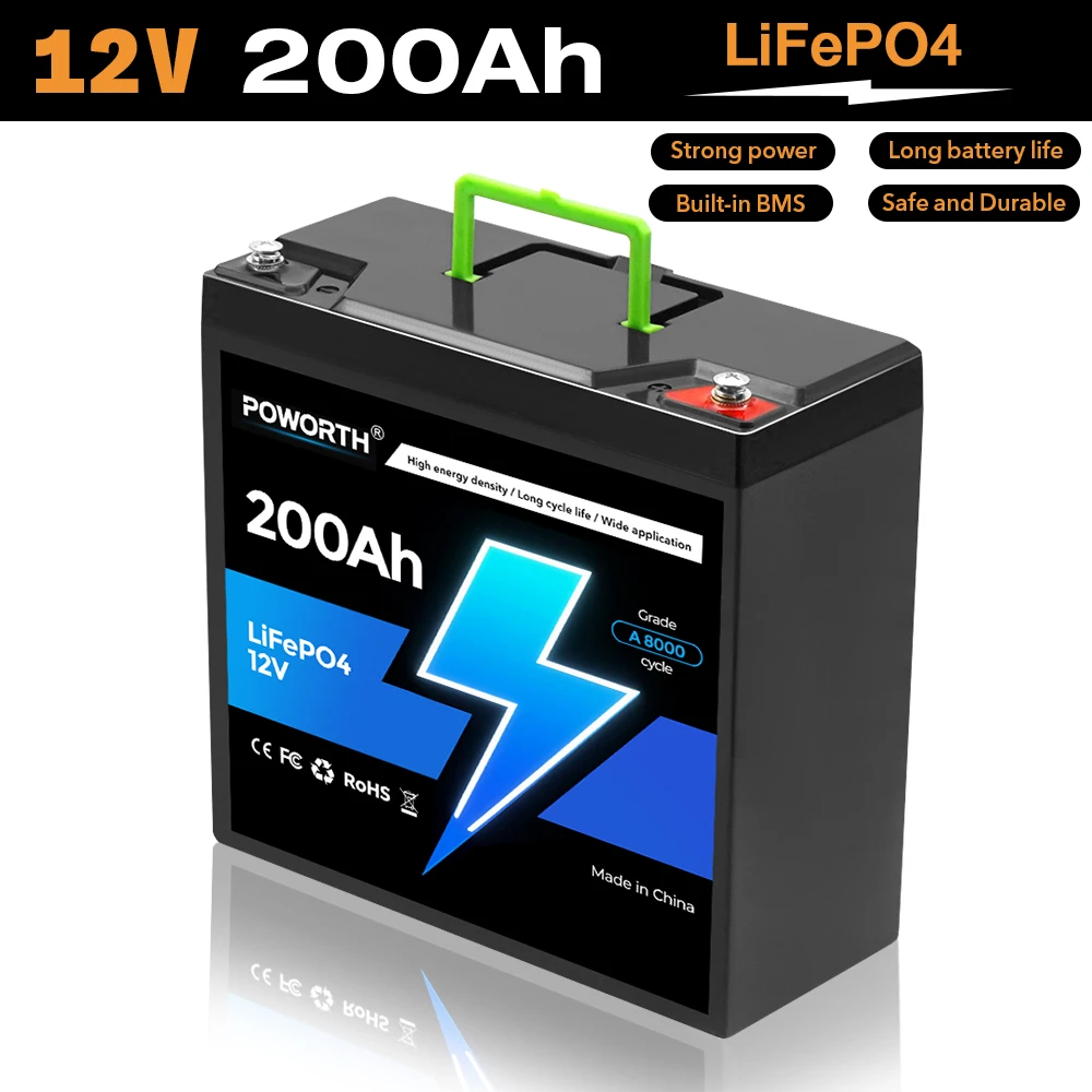 แบตเตอรี่ LiFePO4 24V 200Ah พร้อมระบบ BMS ในตัว ⚡ 8000+ รอบการใช้งาน เหมาะสำหรับระบบพลังงานแสงอาทิตย์ รถบ้าน เรือเดินทะเล การเดินทางแบบออฟโรด 1