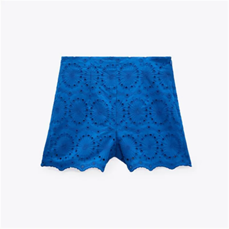 cotton shorts 2022 Spring New Women's Clothing Hollow Embroidered Lace Fashion Versatile Casual High Waist Straight Shorts womens clothing