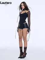 Shorts micro mini en cuir PU noir sexy Lautaro Printemps-Été pour femme, taille basse, style punk, vêtements Alt Gyaru, streetwear, basiques 3