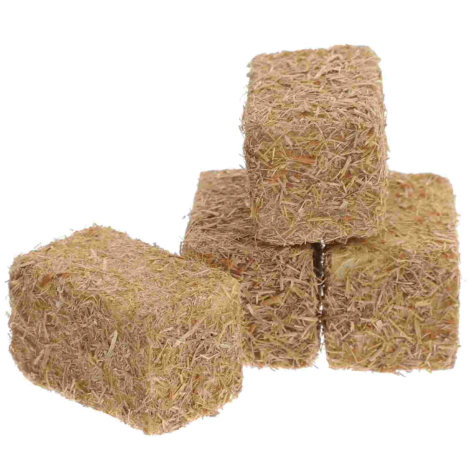 4pcs Miniature Bales Figurine Decorative Straw Bale Ornament Mini Haystack Decoration Dollhouse Farm Accessories Western Prop