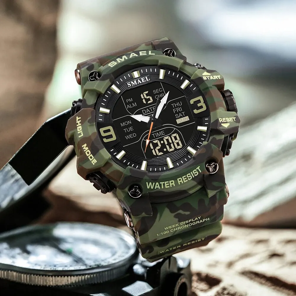 FeiWen Orologio da Ragazzo Ragazza 50M Impermeabili LED Elettronico Doppio Tempo Allarme Cronometro Outdoor Militare Sportivo Digitale Orologi Plastica Cassa e Gomma Banda (Blu Chiaro