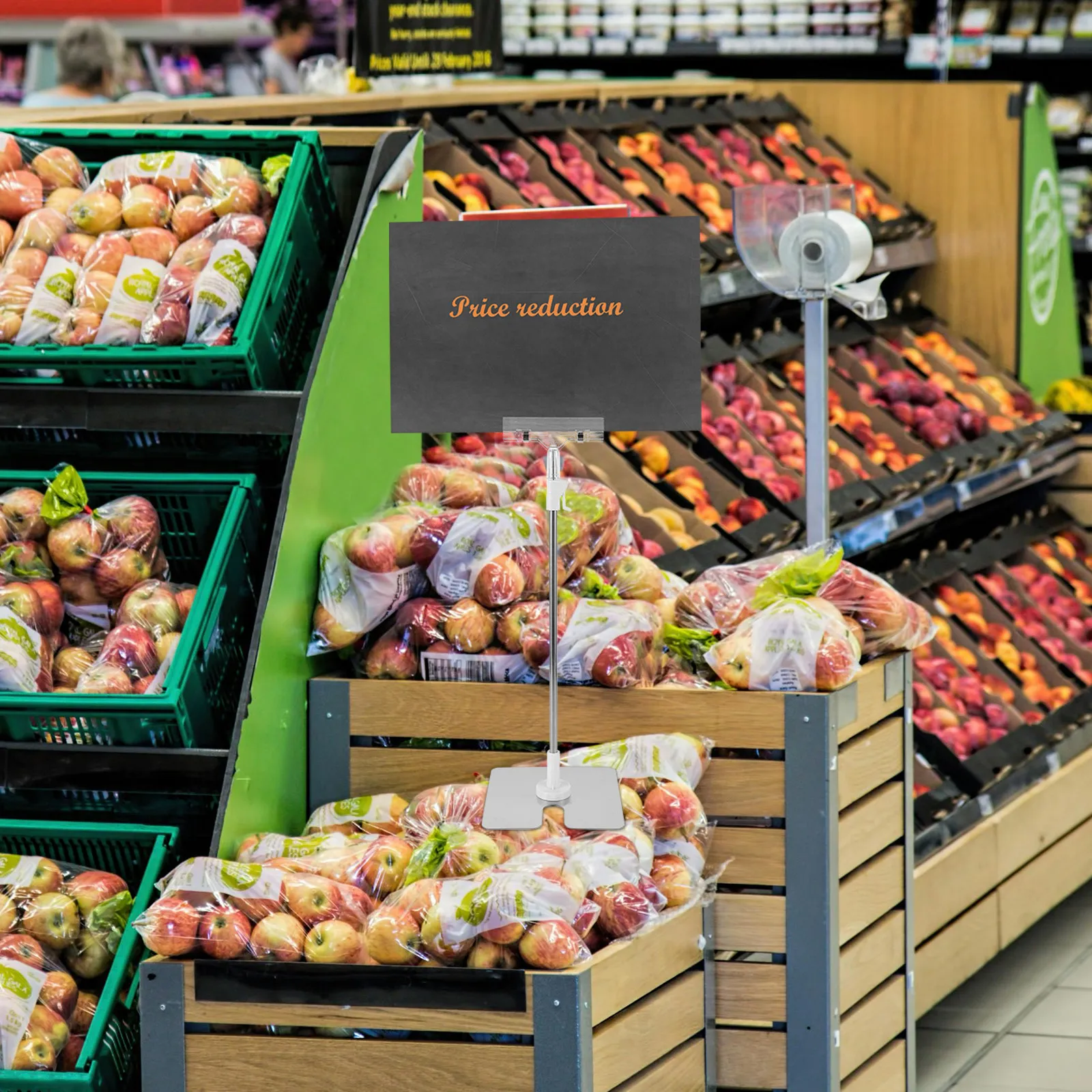 헤비 듀티 스테인리스 스틸 포스터 스탠드, 실내 상업용 간판 디스플레이를 위한 높이 조절 가능한 포스터 홀더 클립