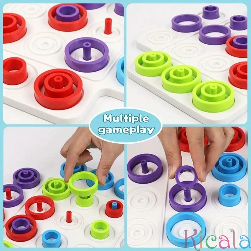 Board Game Early Childhood Teaching Tic-tac-toe Fun Loop Game Color Cognitive Interactive Puzzles Board Ferrule Chess Toy