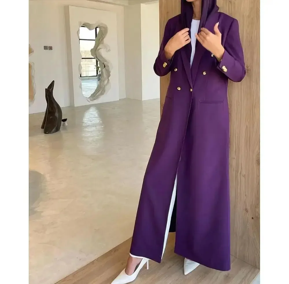 Purple Women Blazer Lengthening Lapel Double Breasted Formal Prom Made Jacket 1 Piece Saudi Arabia Dress
