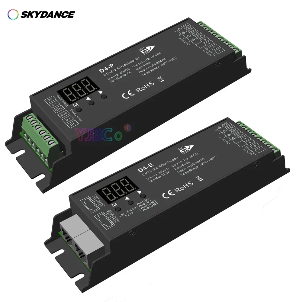 Skydance 4 Channel Constant Voltage DMX512 Decoder 4CH RDM RJ-45 DMX signal Light tape controller for RGBW LED Strip D4-P / D4-E d4 e d4 p 4 channel pwm constant voltage dmx