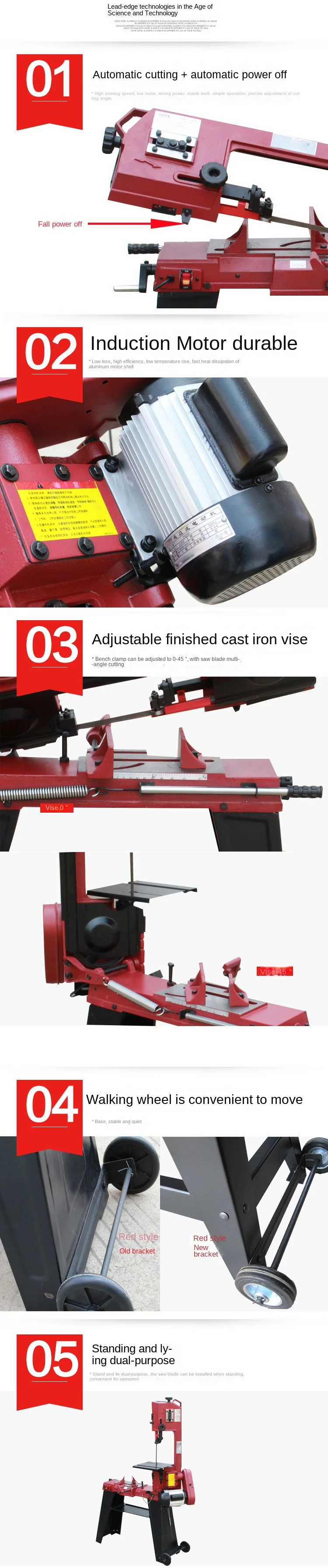 GFW5012 Low Noise Insulation Band Saw 4.5 Inch 1380rpm Saw Machine Metal Woodwor
