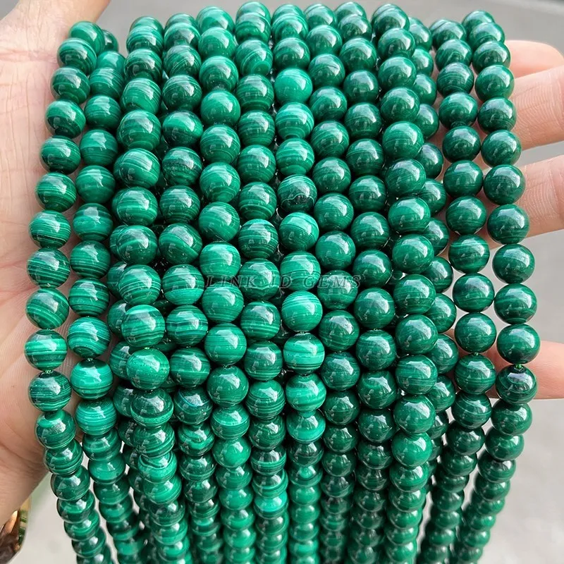 Top Quality 7A Natural Green Malachite Beads Charm Round Loose Beads For Jewelry Making Needlework Bracelet Diy Accessories 6