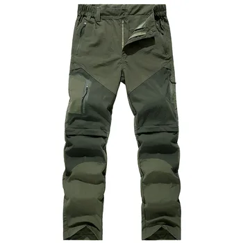 Mens Outdoor Quick Drying Pants Breathable Collapsible Two Cut Pants Absorption Quick Drying Hiking Cotton Casual Loose Trousers 6