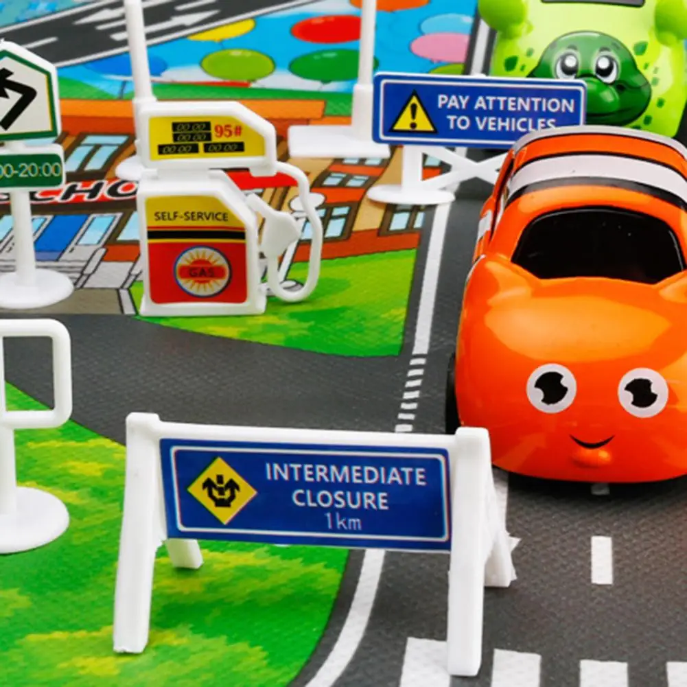 

56Pcs/Set Road Sign Toy Meticulous Workmanship Roadblock Model Novelty Children Roadblock Sign Model Functional for Kids