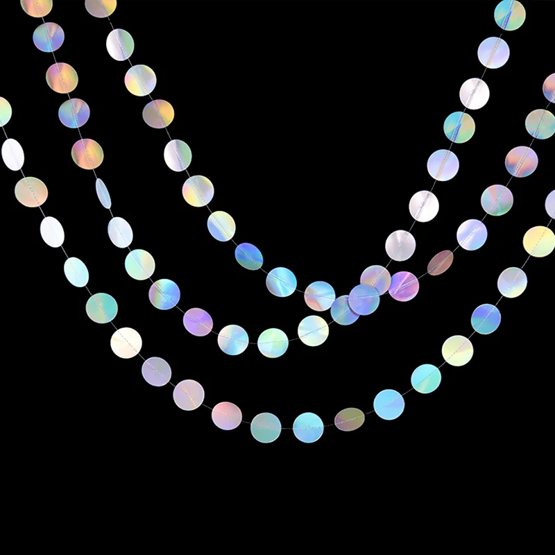 Party Decorations Christmas Decorations Birthday Banner Laser Mirror Paper Star Dot Garland Wedding Kids 1st Mermaid Birthday Party Decoration Baby Shower Christmas Hanging Banner