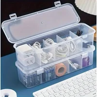 Large Capacity Transparent Storage Box with 5 Compartments Plastic Storage Box for Cables Batteries Clear Separation Organizer 1