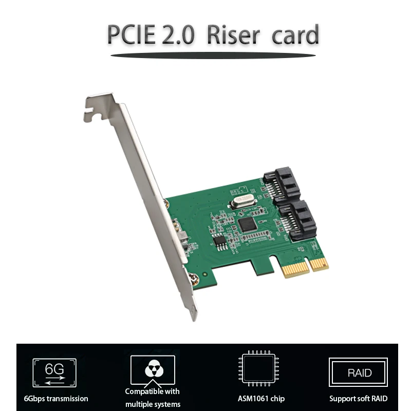

Игровая Адаптивная плата PCIe 2,0x1 на 2 порта SATA3.0 PCIE адаптер Райзера Sata3.0 адаптер PCIE Sata Расширенная карта игра PCIE карта