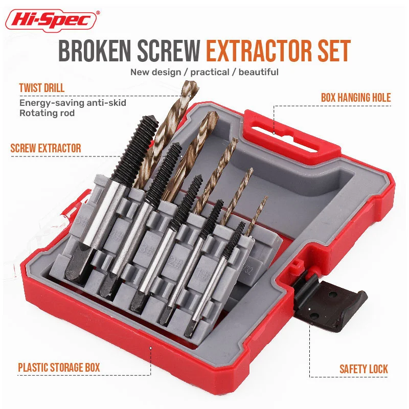 Hispec Screw Extractor Center Drill Bits Guide Set Broken Damaged Bolt