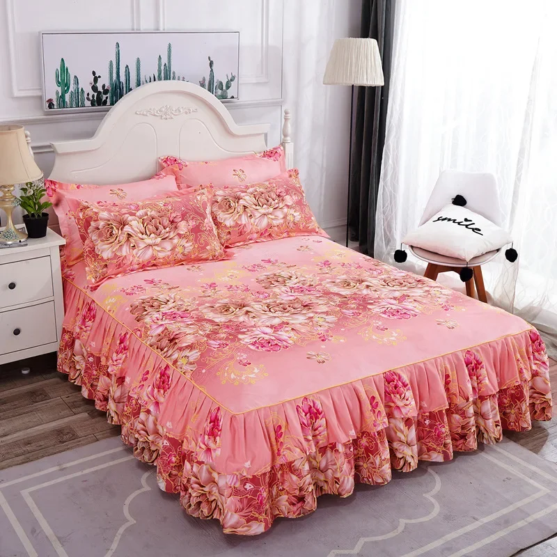 Bed Sheet Lace Skirt Elastic Fitted Double Bedspread Mattress Cover Bedding King Size Bedsheet