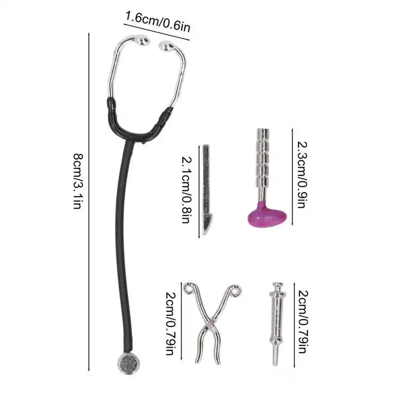 Mini Appliance Model Dollhouse Stethoscope Set for 1:12 Doll House doctor nurse toys doctor toys kit stethoscope toy