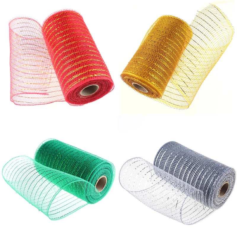 레드 그린 메쉬 리본, 웨딩 파티, 크리스마스 화환 장식, 꽃 DIY 선물 포장, 홈 데코, 10 야드