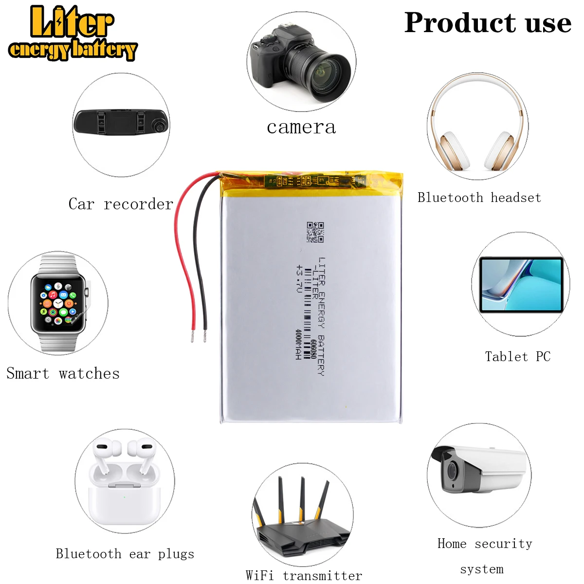 Batteria agli ioni di litio/polimero da 3,7 V, 4000 mAh, 606080 per giocattoli, power bank, GPS - Image 5