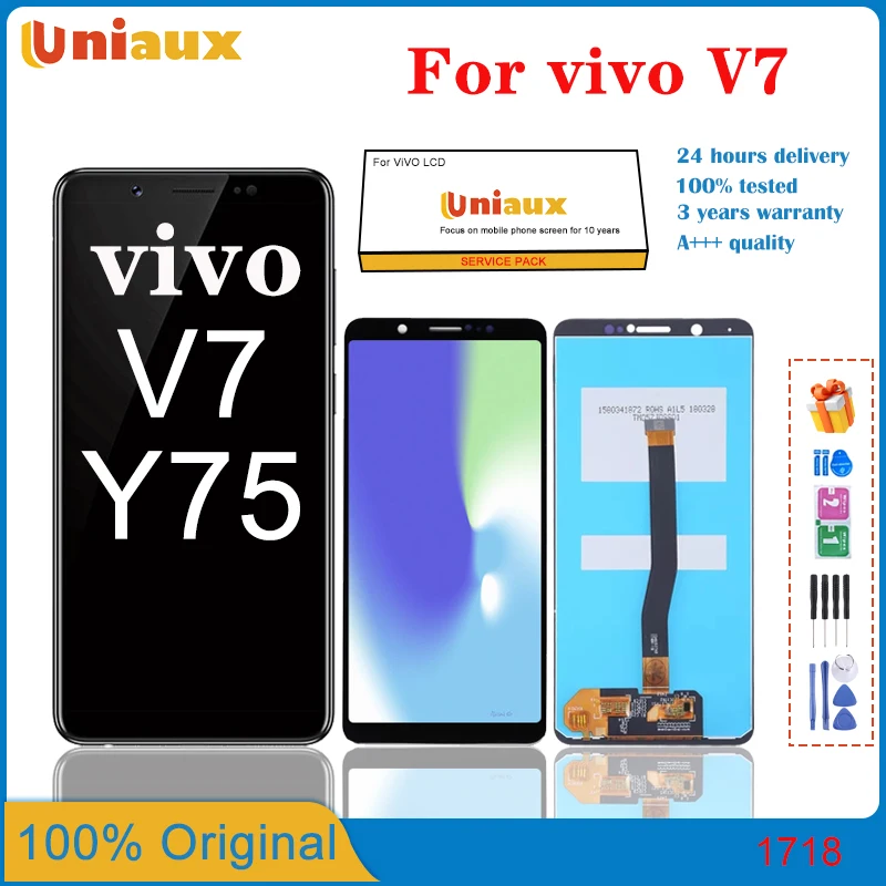 

100% оригинальный высококачественный белый/черный 5,7 дюймов для Vivo V7 1718 ЖК-дисплей кодирующий преобразователь сенсорного экрана в сборе/с рамкой
