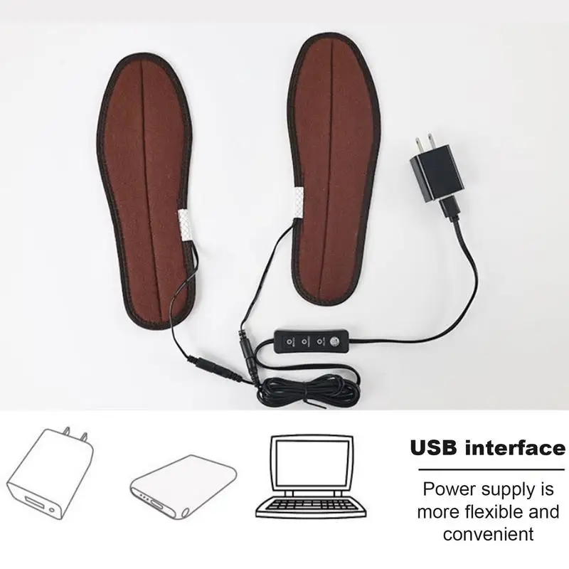 Heated Insoles USB Heating Shoes Insoles USB Electric Heating Thermal For Skiing Hunting Outdoor Fishing Hiking