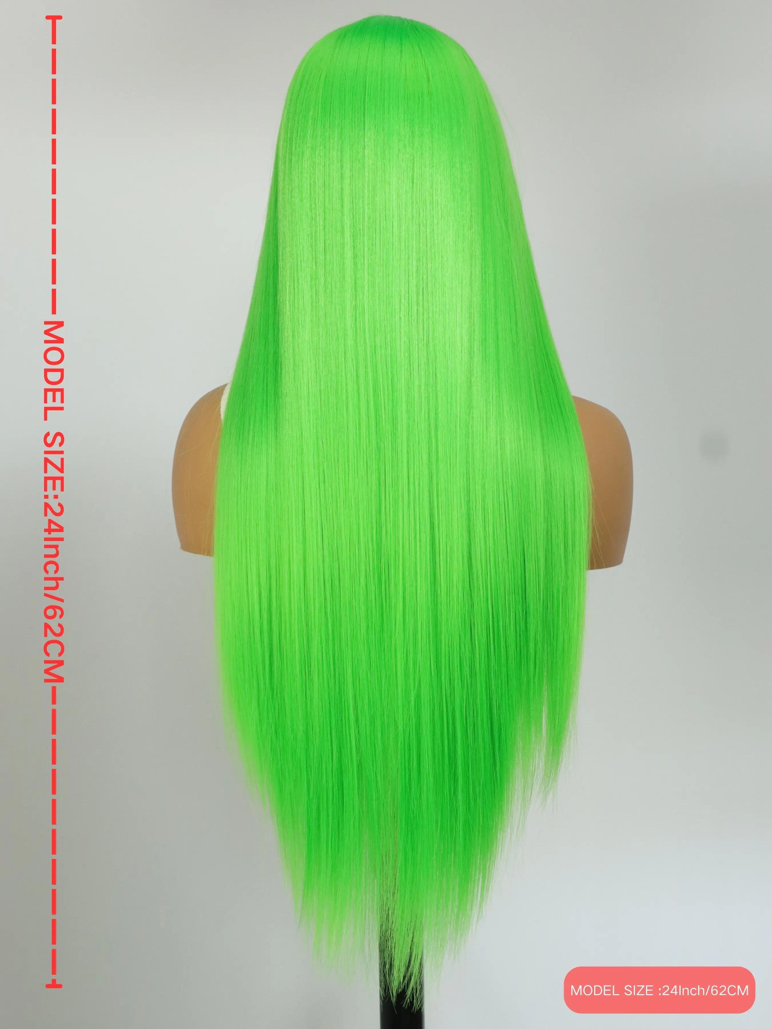 13x4 Lace Front Wigs for Women | 24" Long Silky Straight Neon Green Synthetic Hair | Pre-Plucked Hairline | Fashion Daily/Party