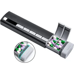 Premium Aluminum Alloy 7 - Day Pill Organizer - Durable, Portable Medication & Vitamin Storage Case (Black)