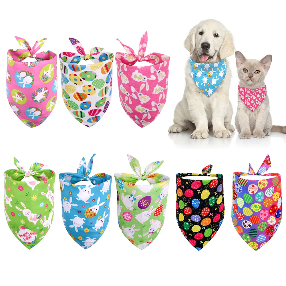 

5pcs Mixed Colors Easter Pet Triangle Scarf Holiday Party Dog Bandana Pet Grooming Dog Accessories Pet Supplies Pet Accessories