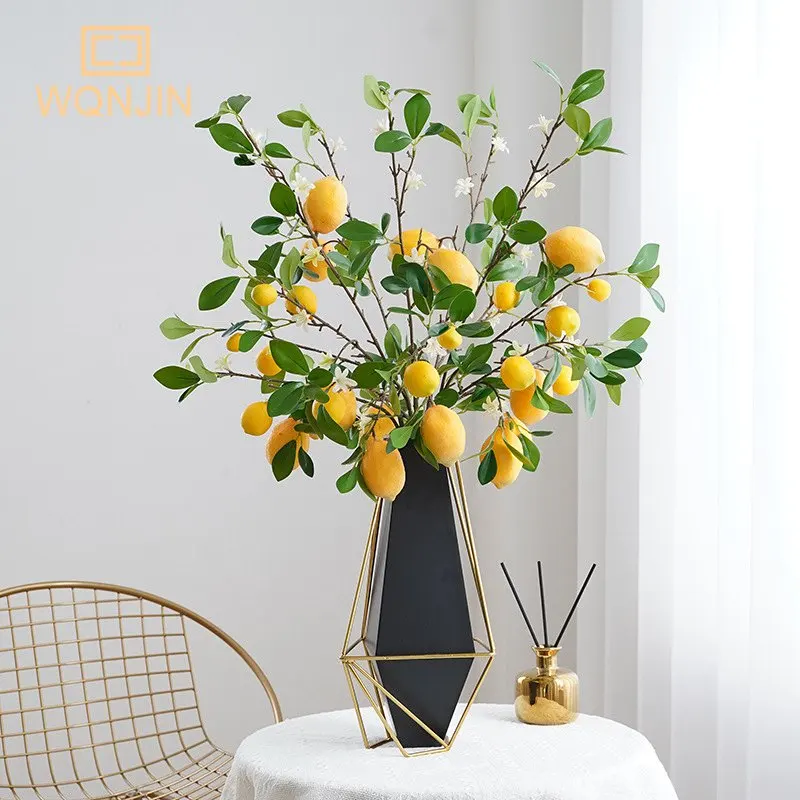 Lemon Branches With Fruit Simulation Green Plants Fresh Home Decoration Photo Props Plastic Fruit Flower Arrangement Fake Flower