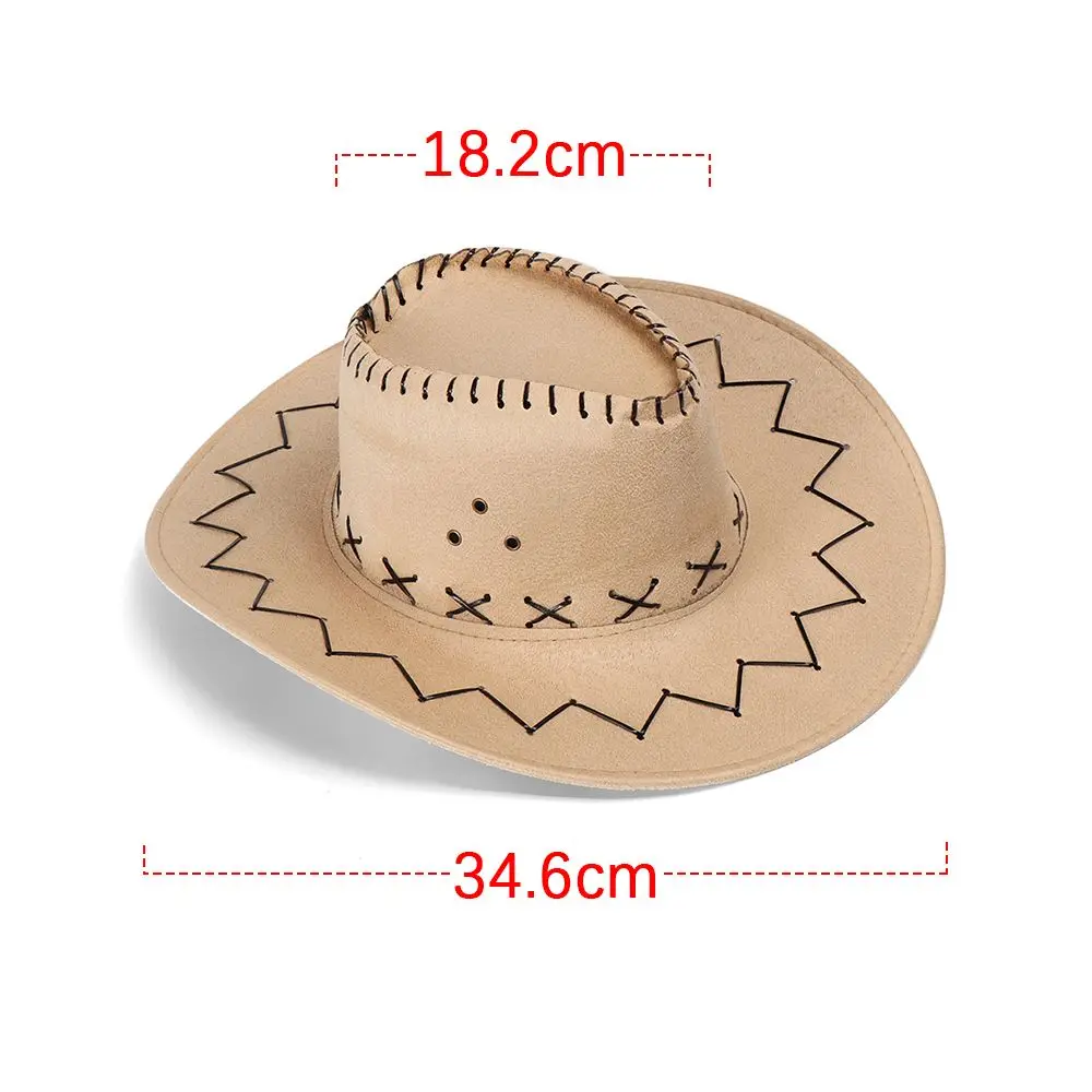 Women Men Cowboy Hat Western Suede Cowgirl Hats Fashion West Fancy Dress Party Headwear Unisex Cap images - 6