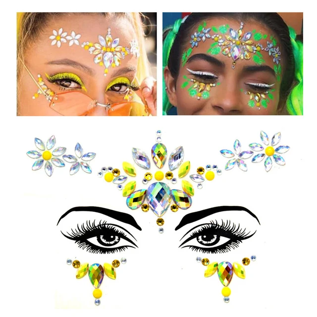 38 Styles Adhesive Sticky Gems Stickers Makeup Face Body Jewel Crystal  Festival 3D DIY Night Club Gems Stickers For Body Art