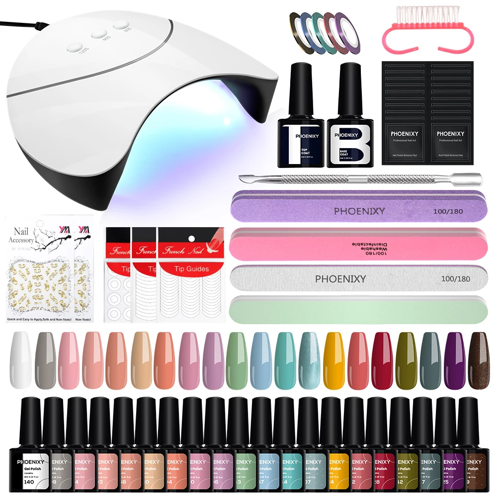 

Complete Gel Nail Polish with Nail Lamp Kit 20/6 Colors Gel Varnish 36W UV LED Dryer Lamp Soak Off UV Nail Polish Nail Art Set