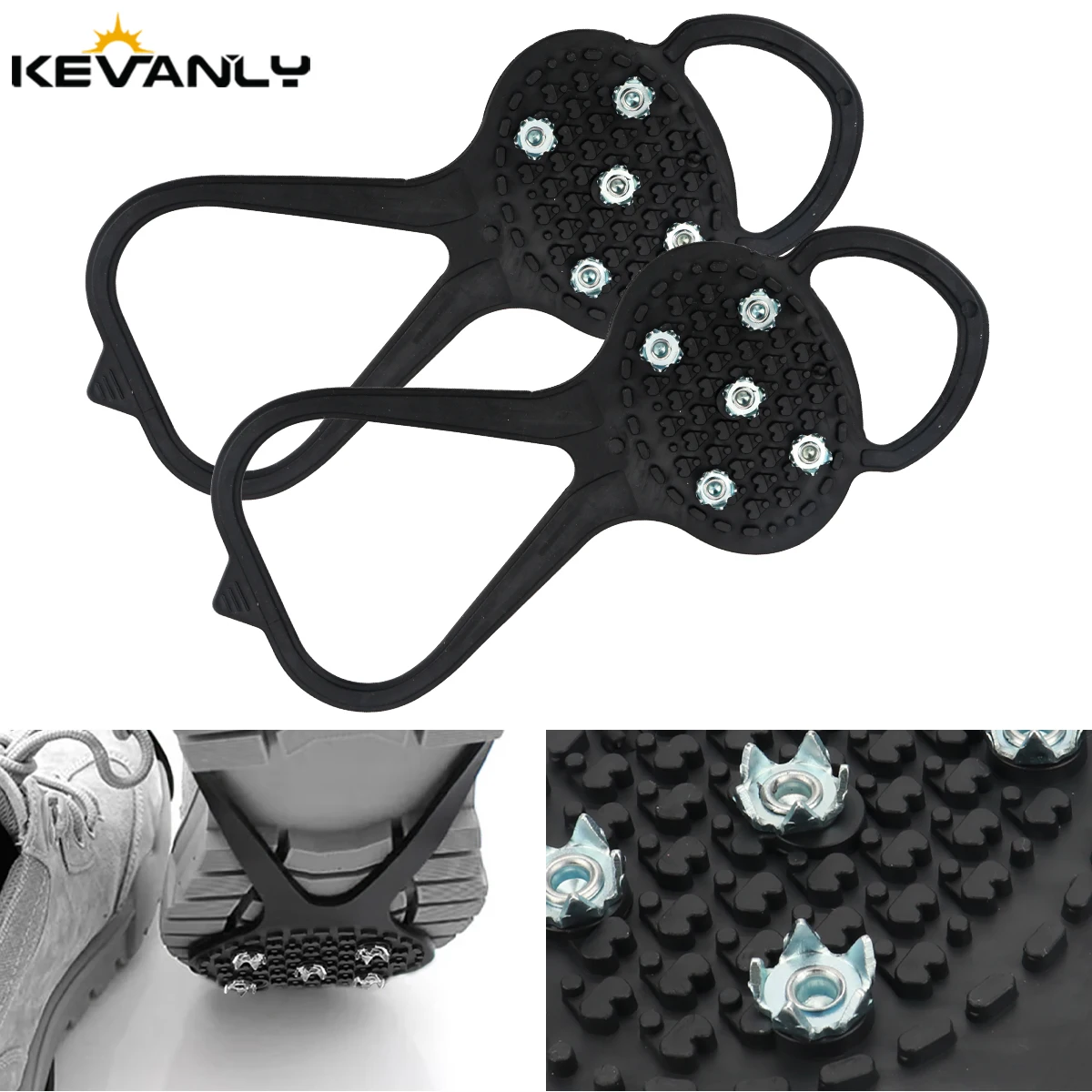 1 Pair 5 Studs Anti-Skid Ice Snow Camping Walking Shoes Winter Safety Boots Universal Professional Climbing Crampons anti skid crampons