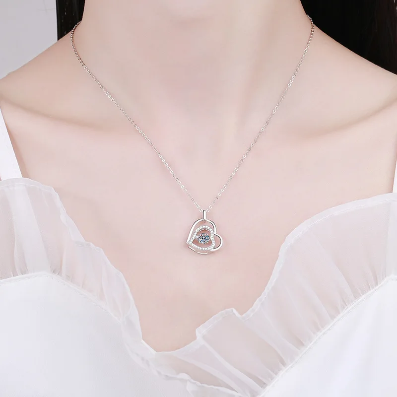 Diamore Collana Con Ciondolo Cuore In Argento 925 Placcato Oro Rosa E Diamante 0,02 Ct