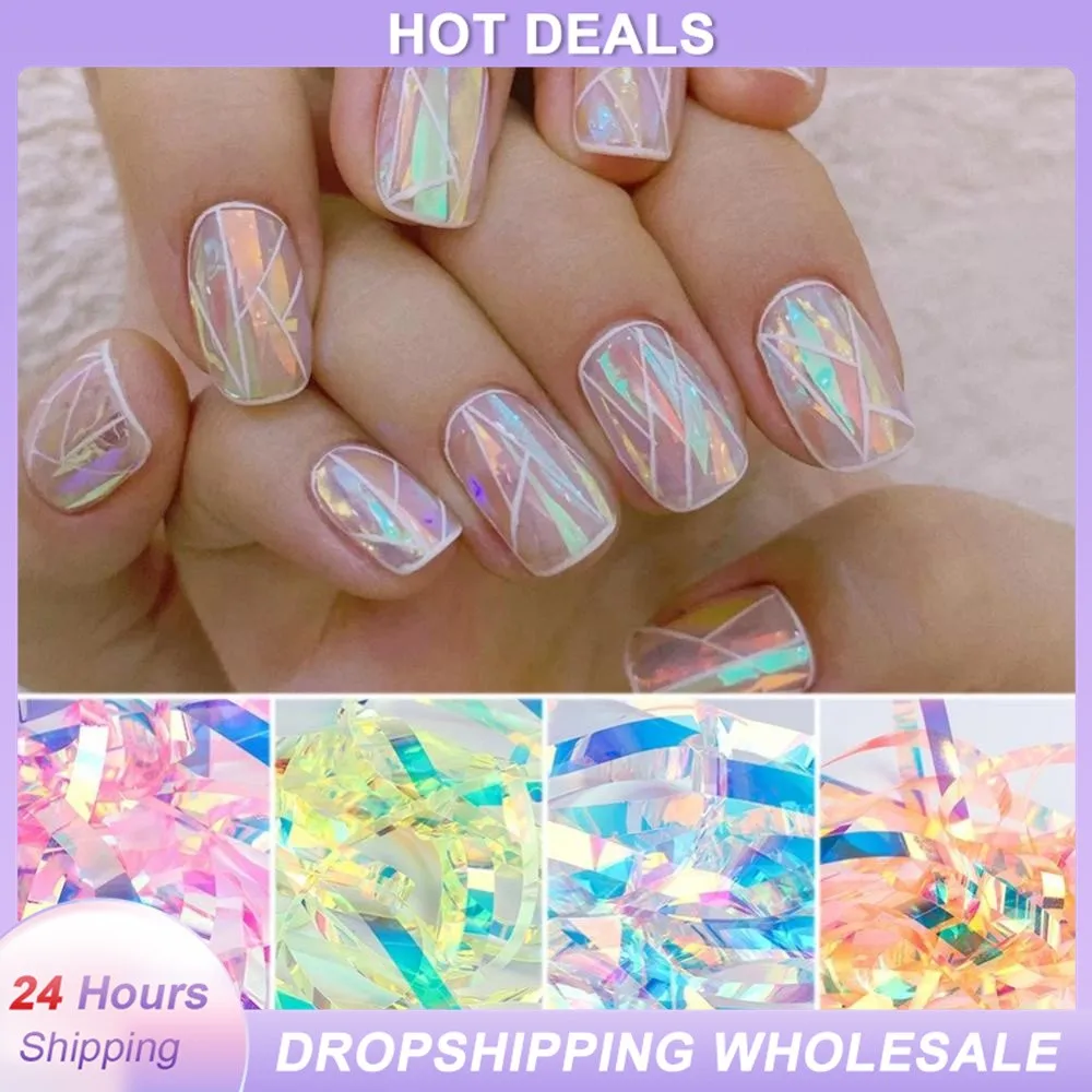 Scatola Da 1Cm Aurora Candy Glass Paper Nail Enhancement Cielo Stellato Carta Ice Cellophane Manicure Design Fai Da Te Nail Art Strass