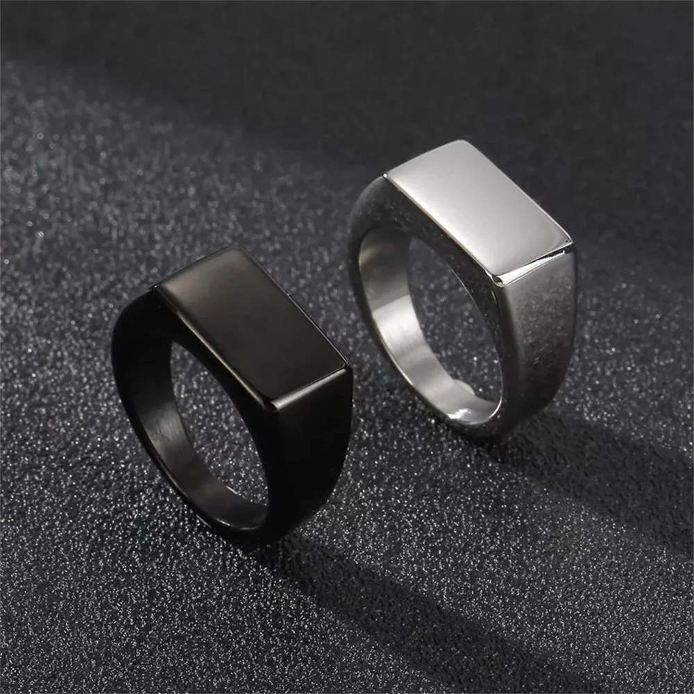1pc Alloy Simple Glossy Rings With Rectangular Decor, Exquisite Men's Accessory Jewelry 1