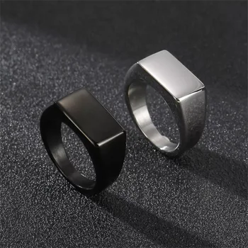 1pc Alloy Simple Glossy Rings With Rectangular Decor, Exquisite Men's Accessory Jewelry 1