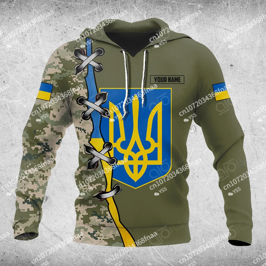 

Ukrainian Men's Hoodie Customize Your Name Ukrainian Flag Sweater 3D Print Hooded Fashion Men's Clothing