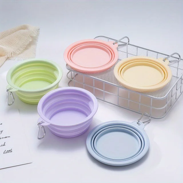 Pet Portable Foldable Bowl for Outdoor, Hanging Pet Drinking Water Feeding Silicone Bowl, Can be Used for Cats and Dogs 4