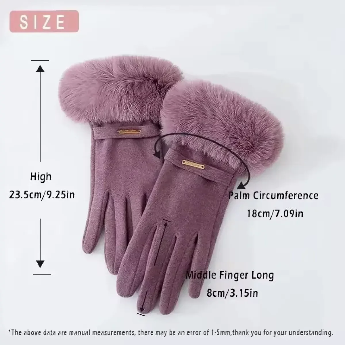Winter Women Keep Warm Plus Velvet Touch Screen Thicken Plush Wrist Suede Gloves 6