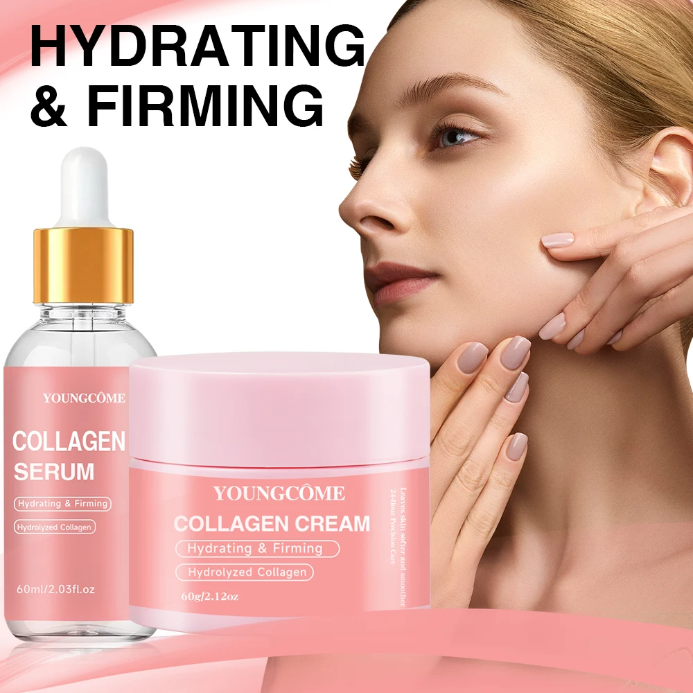 Collagen Skin Care Set, 2Pcs Anti Aging Face Care Sets for Women, Firming Skin, Shrink Pores, Smooth Wrinkles, Hydrating Skin