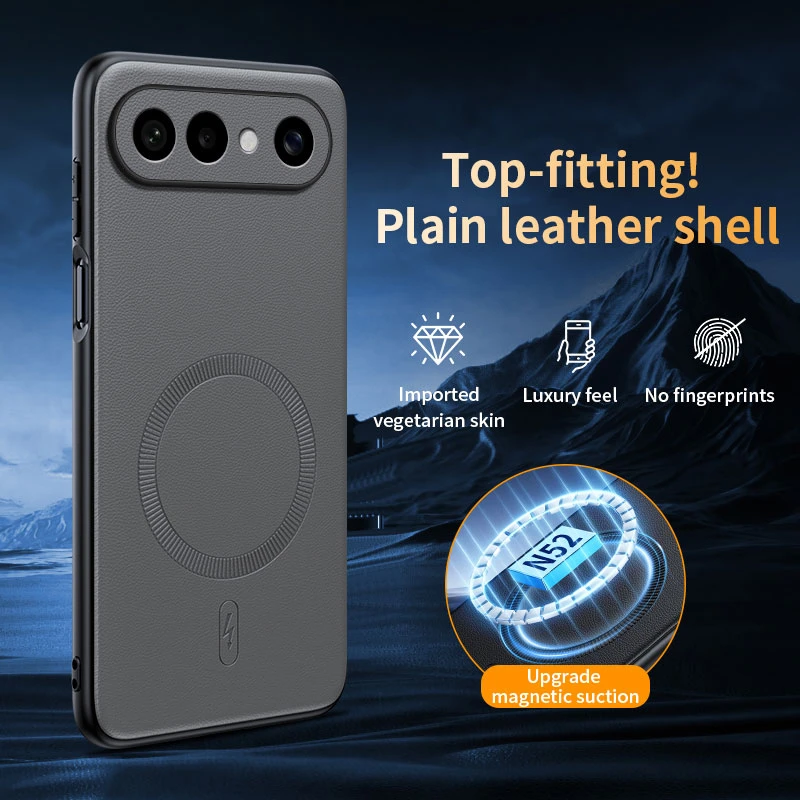 Luxury Magnetic Silicone PU Leather Shockproof Phone Case with MagSafe Compatibility