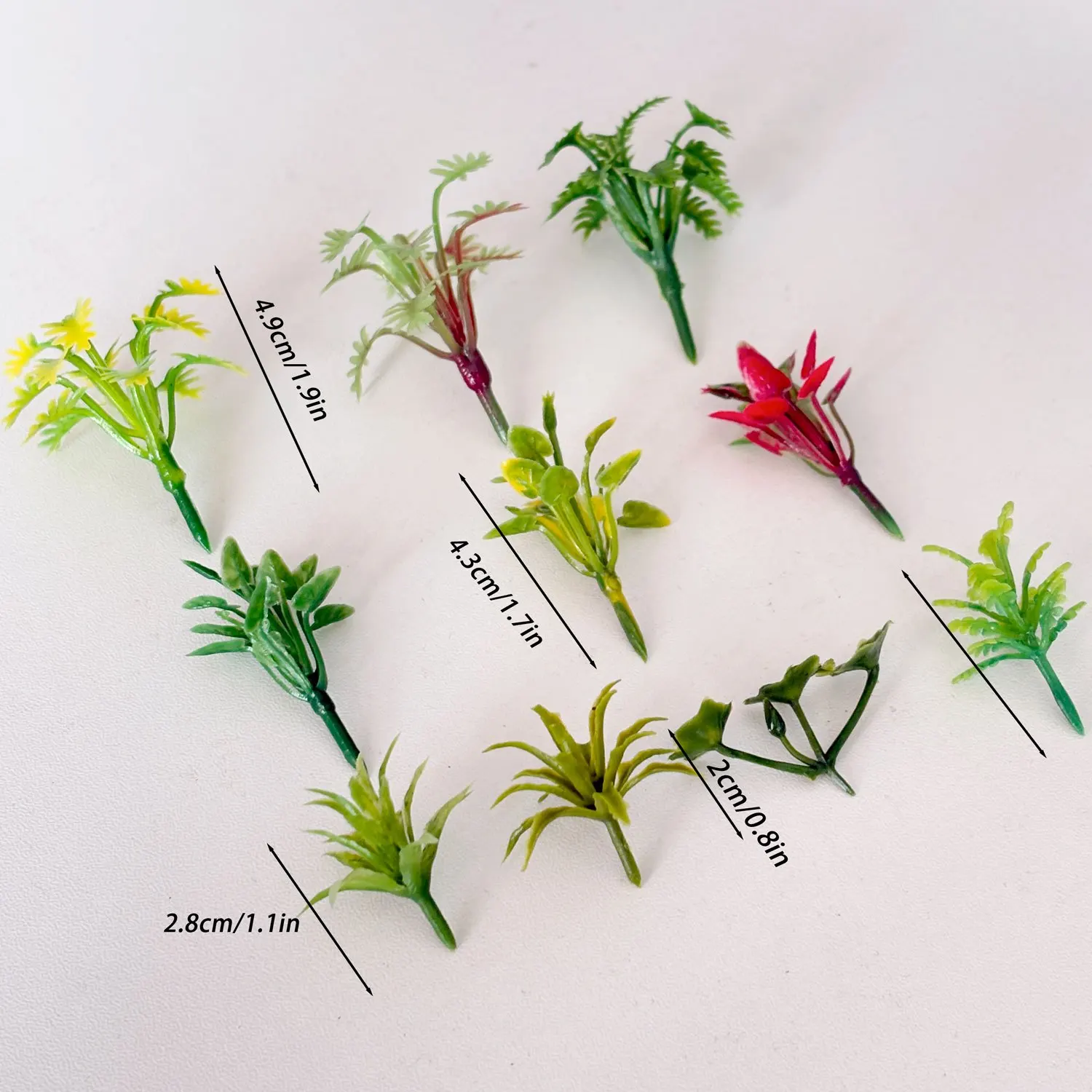 50-Piece Set of Mixed Color Miniature Rainforest Diorama Plants