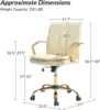 Hulala Home Faux Leather Office Chair, Modern Adjustable Swivel Rocking Rolling Wheels Computer Desk Chair With Gold Legs And 2
