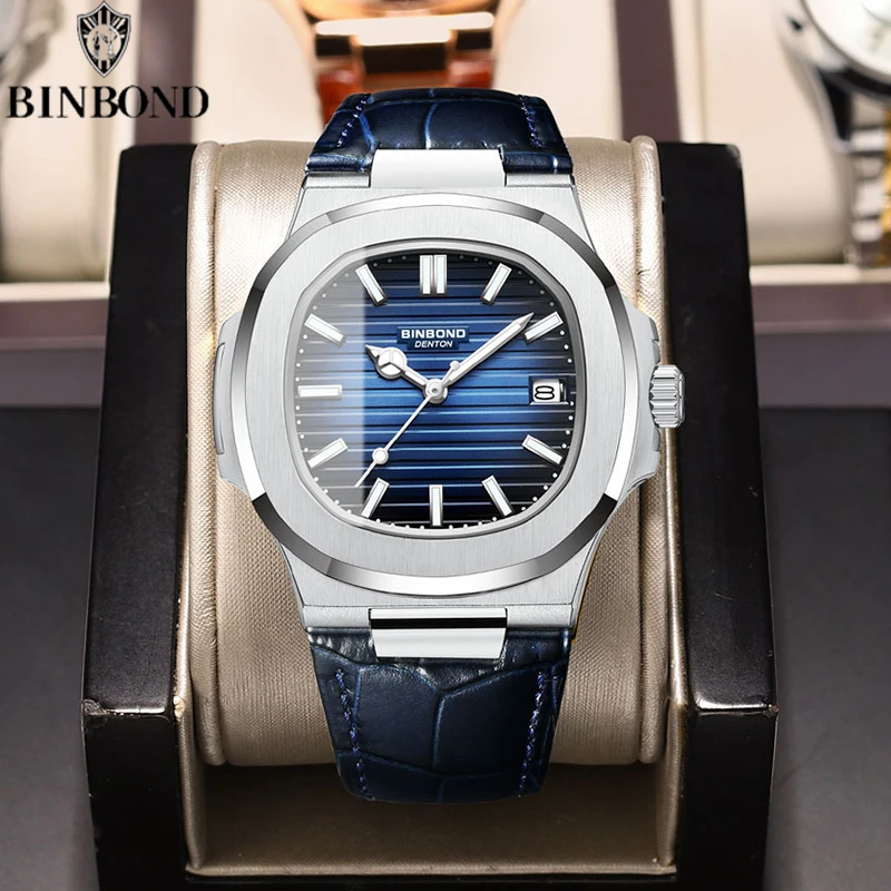 BINBOND-Authentic-New-Men-s-Quartz-Watchwith-Waterproof-Leather-Strap ...