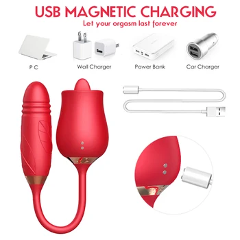 SMLOVE Masturbation Vibrator for Women Rose Stretching Clitoris Stimulator Oral Tongue Licking Vibrating Sexy Toys for Adults 6