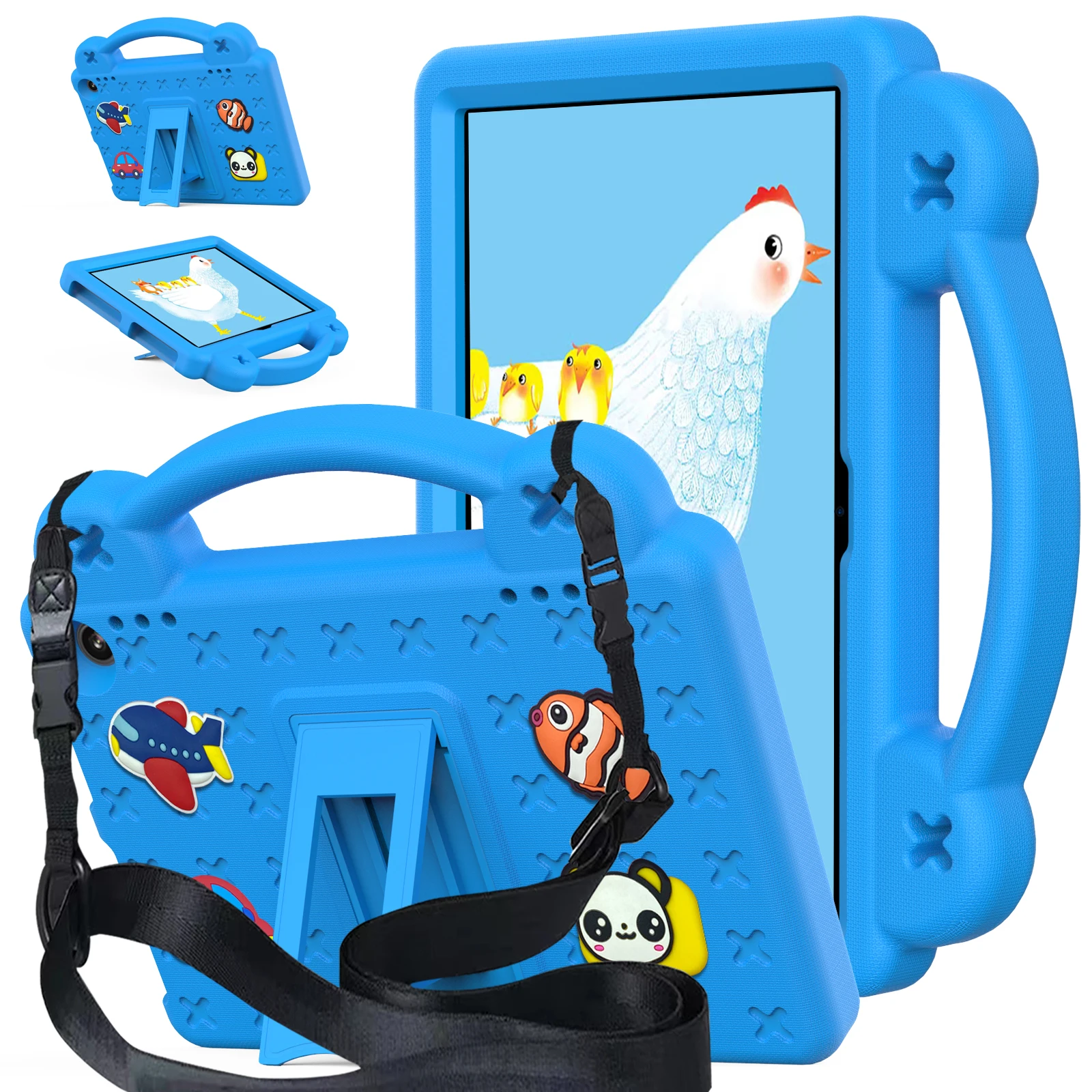 Cartoon EVA Tablet Case with Handle and Shoulder Strap