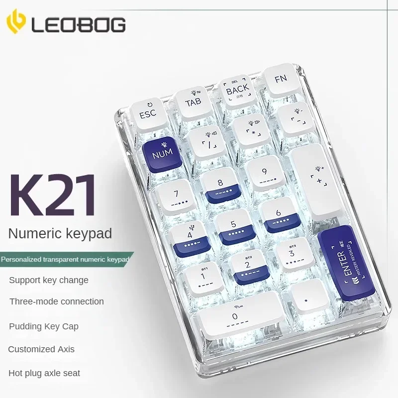 

Клавиатура LEOBOG K21 Беспроводная Прозрачная с 3 режимами работы