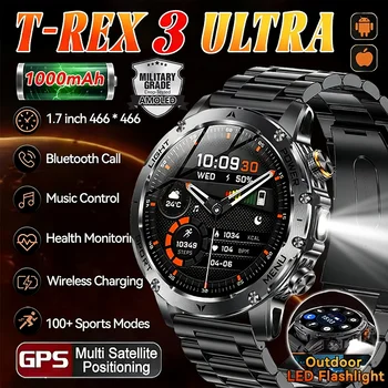 2025 New GPS Outdoor Sports Smart Watch Men AMOLED Screen NFC Flashlight Heart rate Waterproof Bluetooth Call 1000mAh SmartWatch 1