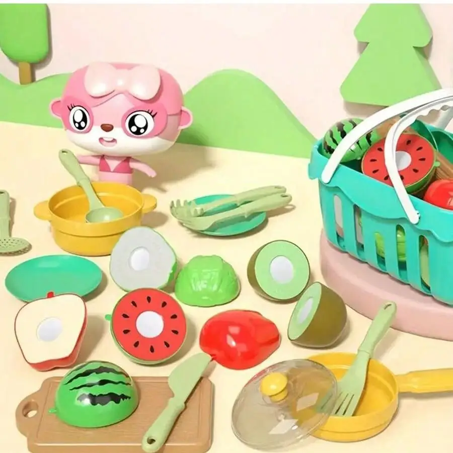 Fun Cutting Food, Fruit And Vegetable Toys, Pretending Food Toy Set, Suitable For Children, Girls, And Boys, Early Basic Skills 3