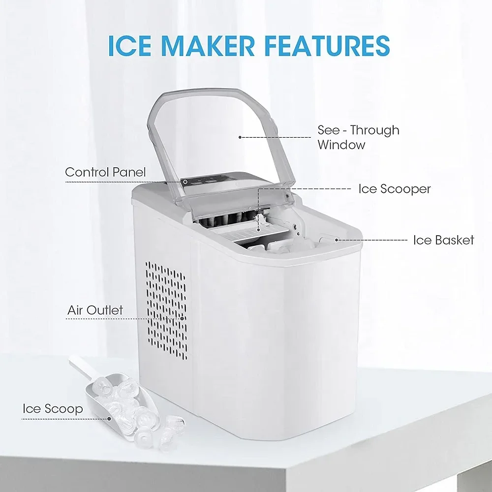 Promotion model household portable compact ice maker with Ice Scoop First Ice In 6 Minutes 26 Pounds Daily